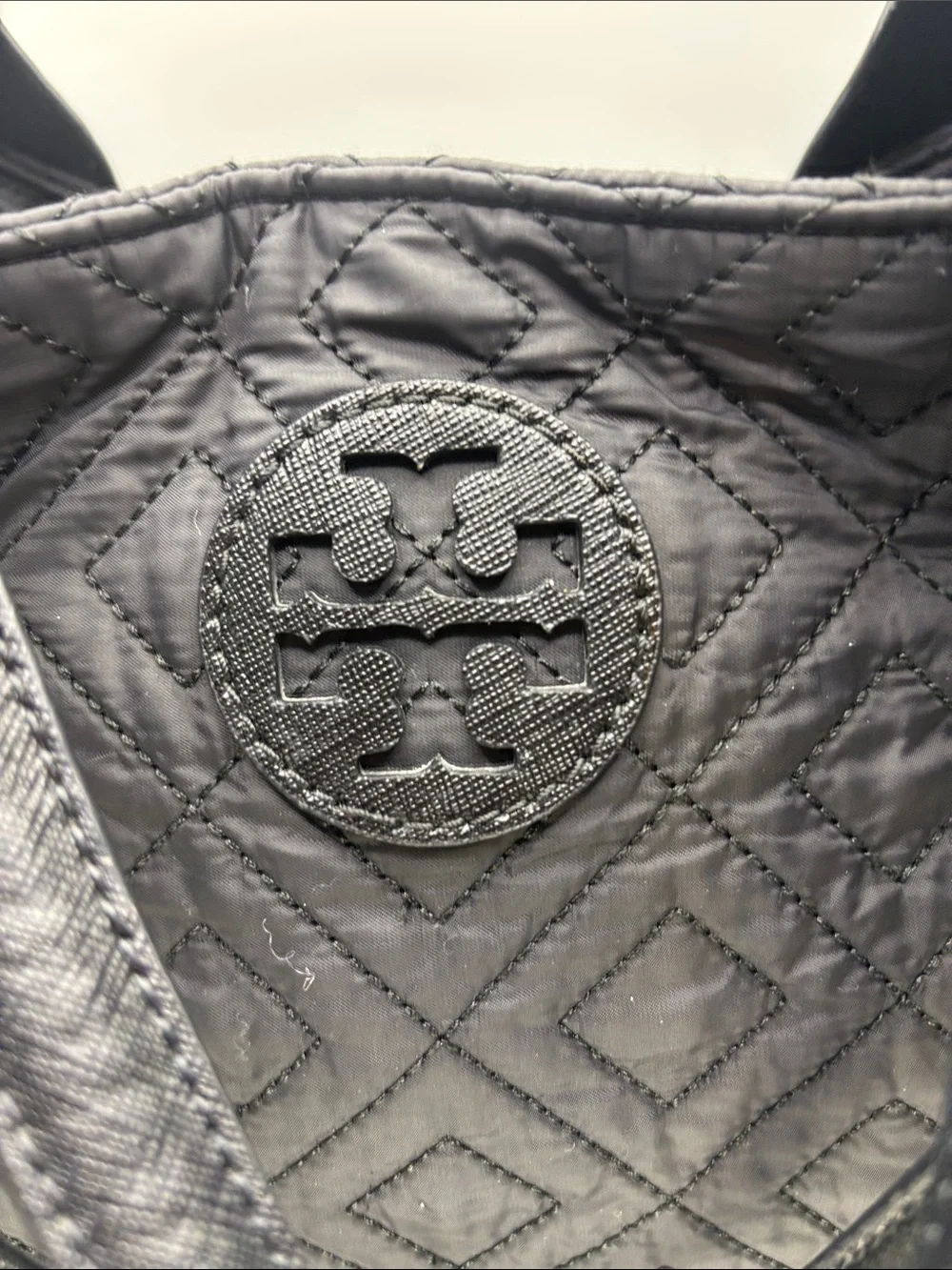 Tory Burch Quilted Black Tote with Logo Medallion
